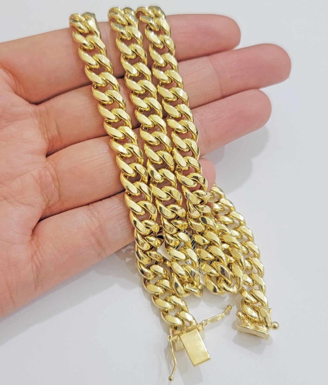 Miami Cuban Link Chain 28 Inch Necklace REAL 10k Yellow Gold 8mm Mens Women 10KT - GoldenlinQ